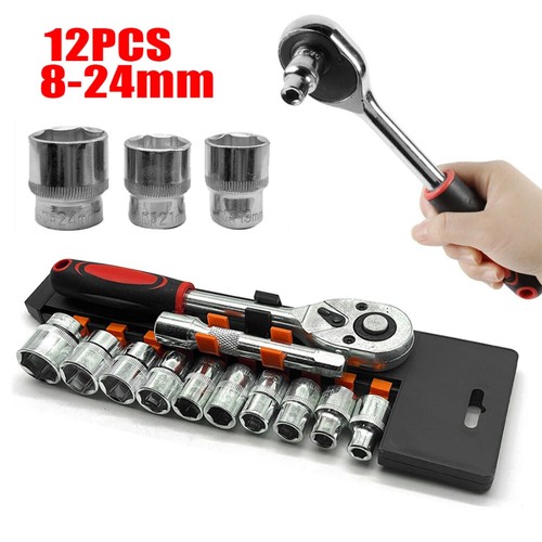 12pcs socket set - 1/2'', 8-24mm