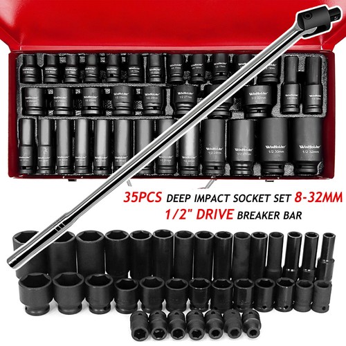 35pcs drive 6 point deep - 35pcs, 1/2"