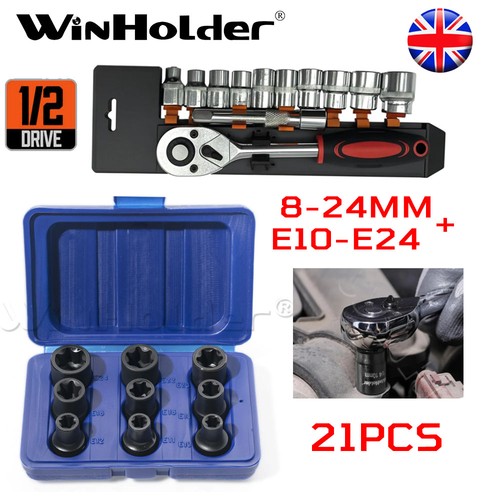 21pcs socket set 8 - 1/2'',
